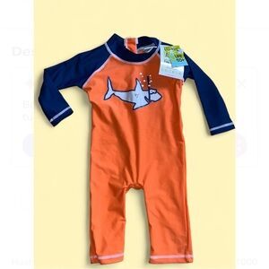 Flap Happy Kids UV 50 NWT Shark Print Long Surf Swimsuit Size 12M